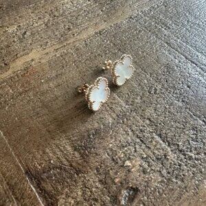 Rose gold pink and white Vintage Alhambra Clover Earrings